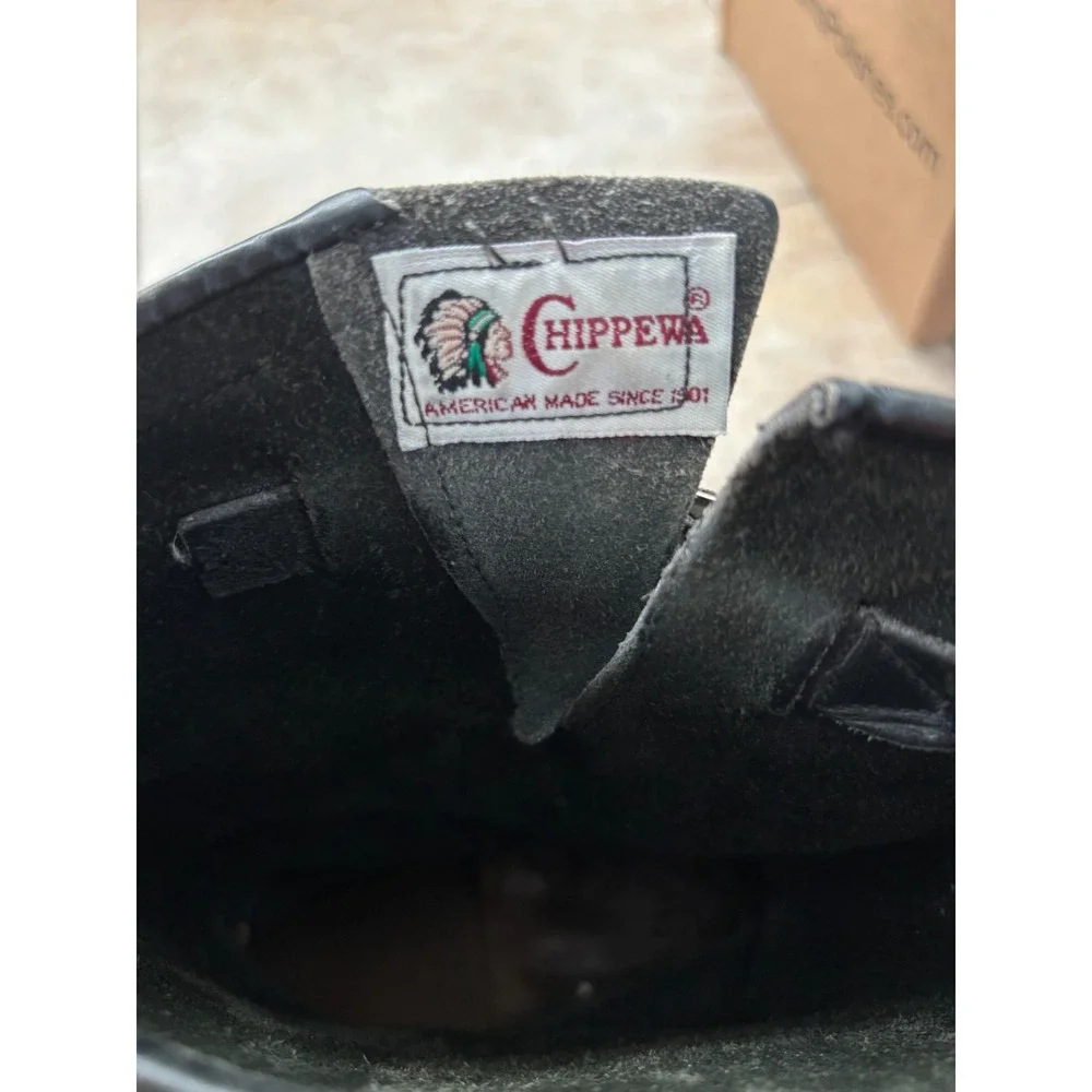 Vintage Chippewa Men's 11 Black Leather Motorcycle Rally Engineer Boots Vibram
